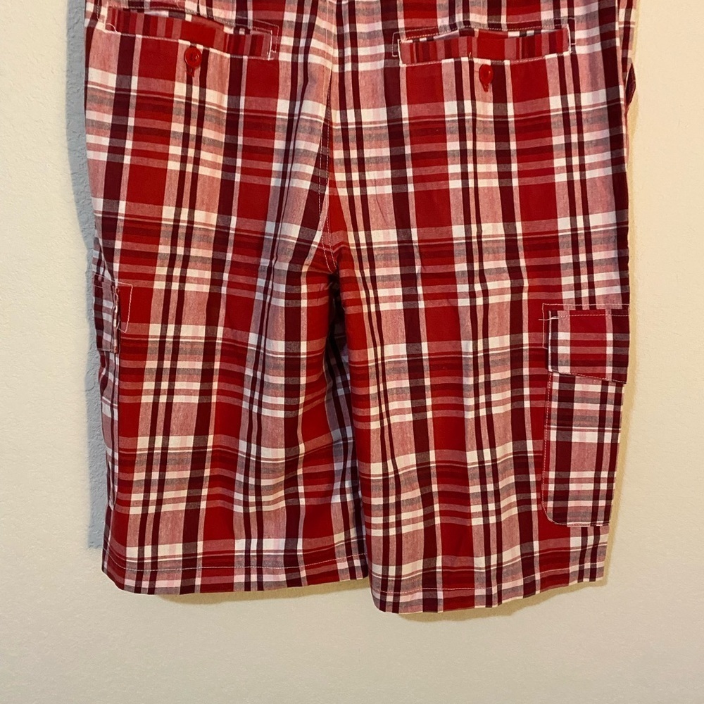 Southpole Y2K  Retro Red Plaid Bermuda Cargo Streetwear HipHop Shorts Size 40 - Picture 10 of 14